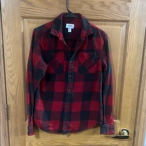 Youth xl Red and Black Plaid Button-Up Shirt